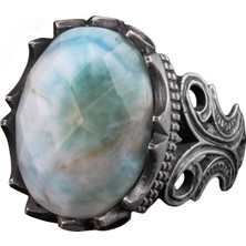 Erkek Sterlin Gümüş Yüzük - Doğal Larimar Taşı