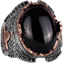 Doğal Oniks Taşlı Yüzük, 925 Ayar Katı Gümüş Erkek Yüzük, Tutku ve Enerji Tasarımı