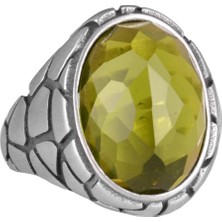 Erkekler Için Lüks 925 Ayar Gümüş Sentetik Taş Yüzükler - Çeşitli Koleksiyon (Peridot Sentetik Taş)