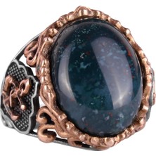 Denizci Çapa Gümüş Yüzük, Doğal Taş Yüzükler Için Erkekler, 925 Ayar Gümüş Yüzük, (Yeşil Kan Taşı)