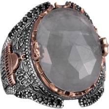 Doağl Akuamarin Taşlı Yüzük, 925 Ayar Katı Gümüş Erkek Yüzüğü, Huzur Denizi Tasarımı