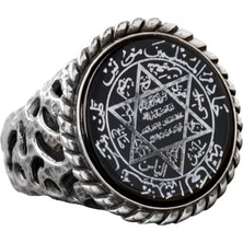 Davud Of Star, Süleyman Tılsımı 925 Ayar Gümüş Erkek Yüzük - Spiritüel Koruma