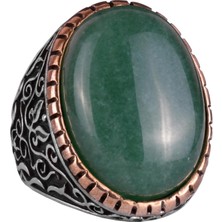 Doğal Aventurin Taşlı Yüzük, Büyük Yüzük, 925 Ayar Gümüş Yüzük, Tasarım Gümüş Erkek Yüzüğü