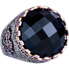 925 Ayar Gümüş Yüzük - Kral Yüzüğü - Doğal Olmayan Taş Yüzük - El Yapımı Yüzük Erkekler Için (Oluşturulmuş Oniks)