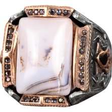 Doğal Yemen Akik Taşı Yüzüğü - 925 Ayar Gümüş Yüzük