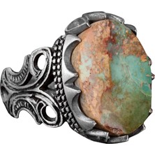 Doğal Arizona Turkuaz Taş Yüzük, El Yapımı Takı, 925 Ayar Gümüş Yüzük