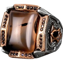 Doğal Yemen Akik Taşı Yüzük - 925 Ayar Gümüş Yüzük