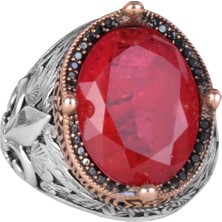 925 Ayar Gümüş Yüzükler Premium Üretilmiş Taşlarla (Kırmızı Paraiba Üretilmiş Taş)