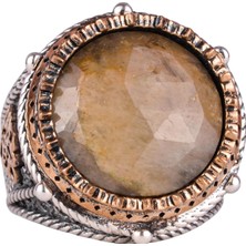 Doğal Taş El Yapımı Yüzük - 925 Ayar Gümüş Yüzük (Sarı Safir)