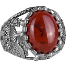 Islam Doğal Kan Taşı Yüzüğü, 925 Ayar Gümüş Yüzük Erkekler Için, Farklı Yüzük