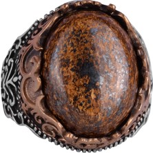 Doğal Taş El Yapımı Yüzük - 925 Ayar Gümüş El Yapımı Yüzük - Şık Farklı Yüzük (Bronzit)