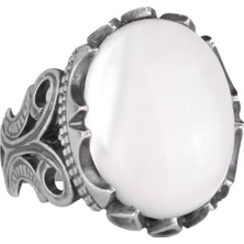 925 Ayar Katı Gümüş Erkek Yüzük - Doğal Taş Seçeneğiyle - El Yapımı Tasarım (Sedef)