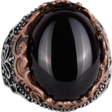 Doğal Taş El Yapımı Yüzük - 925 Ayar Gümüş El Yapımı Yüzük - Şık Farklı Yüzük (Oniks)