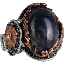 Doğal Yosunlu Akik Taş Yüzük, Aslan Başı Erkek Yüzüğü, 925K Saf Gümüş Erkek Yüzüğü - El Yapımı Şıklık