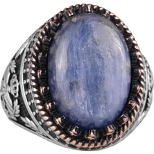 Doğal Taş Yüzük - El Yapımı Şahin Yüzük - 925 Ayar Gümüş Kyanit Yüzük