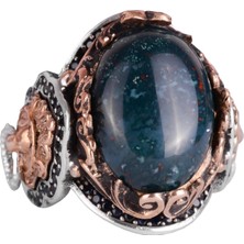 Aslan Başlı Yüzük, Yeşil Kan Taşı Yüzük - 925 Ayar Sterlin Gümüş Yüzük Erkekler Için, Farklı Yüzük