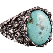 Doğal Arizona Turkuaz Taş Yüzük, Erkekler Için Hediye, 925 Ayar Gümüş Yüzük, Minimalist Yüzük