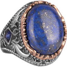 Doğal Taş Yüzük - 925 Ayar Gümüş El Yapımı Yüzük (Lapis Lazuli)