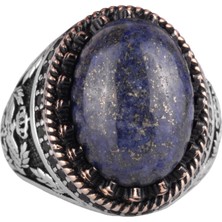 Doğal Taş Yüzük - El Yapımı Kartal Yüzüğü - 925 Ayar Gümüş Yüzük (Lapis Lazuli)