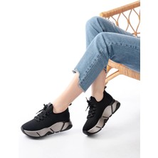 RS-400  Siyah Bağcıklı Fileli Platin Taban Günlük Kadın Spor