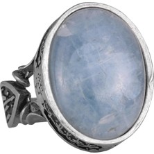 Doğal Akuamarin Taşlı Erkek Yüzük, El Yapımı 925 Ayar Gümüş Takı - Sakinlik, Koruma ve Maneviyat Sembolü