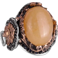 Aslan Başlı Erkek Yüzüğü, 925 Ayar Gümüş Yüzük, Doğal Sarı Akik Taş Yüzüğü, Gümüş Erkek Yüzüğü