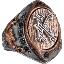 Kişiselleştirilmiş Yüzük, 925 Ayar Gümüş, Erkek Baş Harfi Yüzüğü, Monogram Yüzüğü