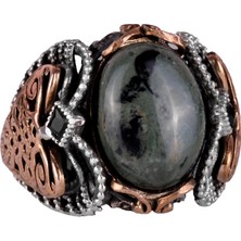 925 Ayar Katı Gümüş Erkek Yüzük, El Yapımı Doğal Yeşil Göz Taşı Yüzük, Doğal Vigor Tasarımı