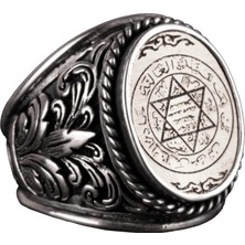 Kral Süleyman Mühürü Gümüş Yüzük, 925 Ayar Gümüş Yüzük Erkekler Için, Davut Yıldızı Gümüş Yüzük