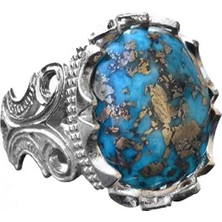 Doğal Arizona Turkuaz Taş Yüzük, El Yapımı Takı, 925 Ayar Gümüş Yüzük