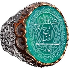 Sterling Gümüş Erkek Yüzük, Doğal Siyah Oniks Taşı, Kral Süleyman Mührü Yüzüğü, El Yapımı Takı (Jade)