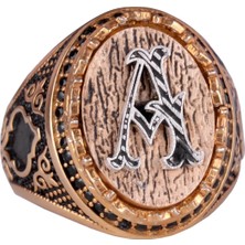 925 Ayar Katı Gümüş Erkek Yüzük - Kişiselleştirilmiş Monogram Harfli Yüzük ile Zirkon Taş - El Yapımı Gümüş Takı Erkekler Için