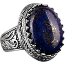 El Yapımı Lapis Lazuli Taş Yüzük - 925 Ayar Sterlin Gümüş Erkek Yüzük - Bilgelik ve Tasarımı