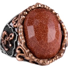 Kahverengi Güneş Taşı Yüzük, Denizci Çapa Gümüş Yüzük, 925 Ayar Gümüş Yapay Taş Yüzükler - Çeşitli & Farklı Koleksiyon