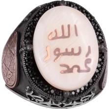925 Ayar Gümüş Erkek Yüzüğü - Davud Yıldızı Takısı (Islami Hat)