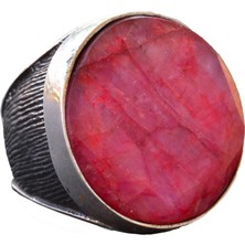 Yakut Yüzük, Ham Taş, Sterlin Gümüş Yüzük, Sterlin Gümüş Erkek Yüzüğü