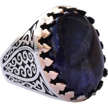 Doğal Cabochon Safir Taşlı, Erkekler Için 925 Ayar Gümüş Yüzük