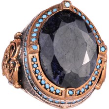 925 Ayar Gümüş Yüzük, Doğal Safir Taşı Ile, El Yapımı Vintage Tasarım, Erkek Ifadesi Yüzüğü