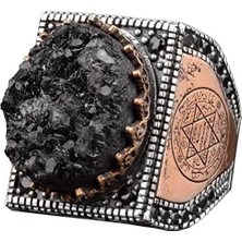 Doğal Druzy Kristal Kuvars Taş Yüzük Erkekler Için, Kral Süleyman Yüzüğü, 925 Ayar Gümüş Erkek Yüzüğü