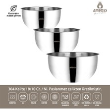 Amboss Stone 3 Parça Paslanmaz Çelik Karıştırma Kabı Kase