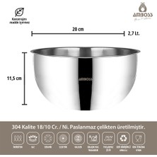 Amboss Stone 3 Parça Paslanmaz Çelik Karıştırma Kabı Kase