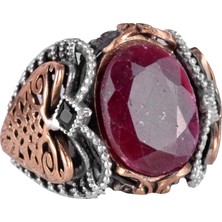 Doğal Yakut Taşlı Yüzük, 925 Ayar Gümüş Yüzük Erkekler Için, Özel Yüzük