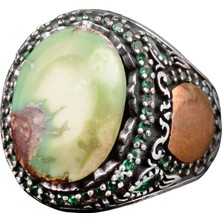 Doğal Arizona Turkuaz Taş Yüzük, Minimalist Yüzük, 925 Ayar Gümüş Erkek Yüzük