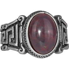 El Yapımı 925 Ayar Gümüş Erkek Yüzük Doğal Etiyopya Opal Taşı - Labirent Tasarımı