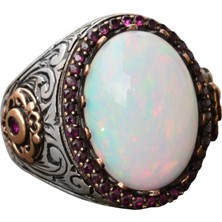 Doğal Avustralya Opal Taşlı Yüzük, 7.55 Karat, Kral Yüzüğü, Sterlin Gümüş Yüzük, Nişan Yüzüğü