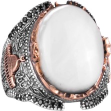 Doğal Sedef Taş Yüzük, 925 Ayar Sert Gümüş Yüzük Erkekler Için, Farklı Yüzük