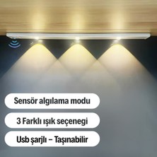Hareket Sensörlü - Dekoratif Gece Lambası - USB Şarjlı LED Aydınlatma 60  cm  Beyaz Kasa