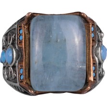 Doğal Akuamarin Taş Yüzük - 925 Ayar Gümüş Yüzük