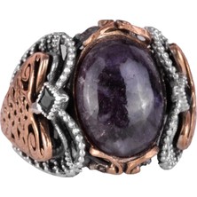 Doğal Cabochon Mavi Safir Taşı, 925K Sert Gümüş Erkek Yüzük, El Yapımı Şıklık