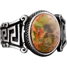 Doğal Arizona Turkuaz Taş Yüzük, 925 Ayar Gümüş Erkek Yüzük